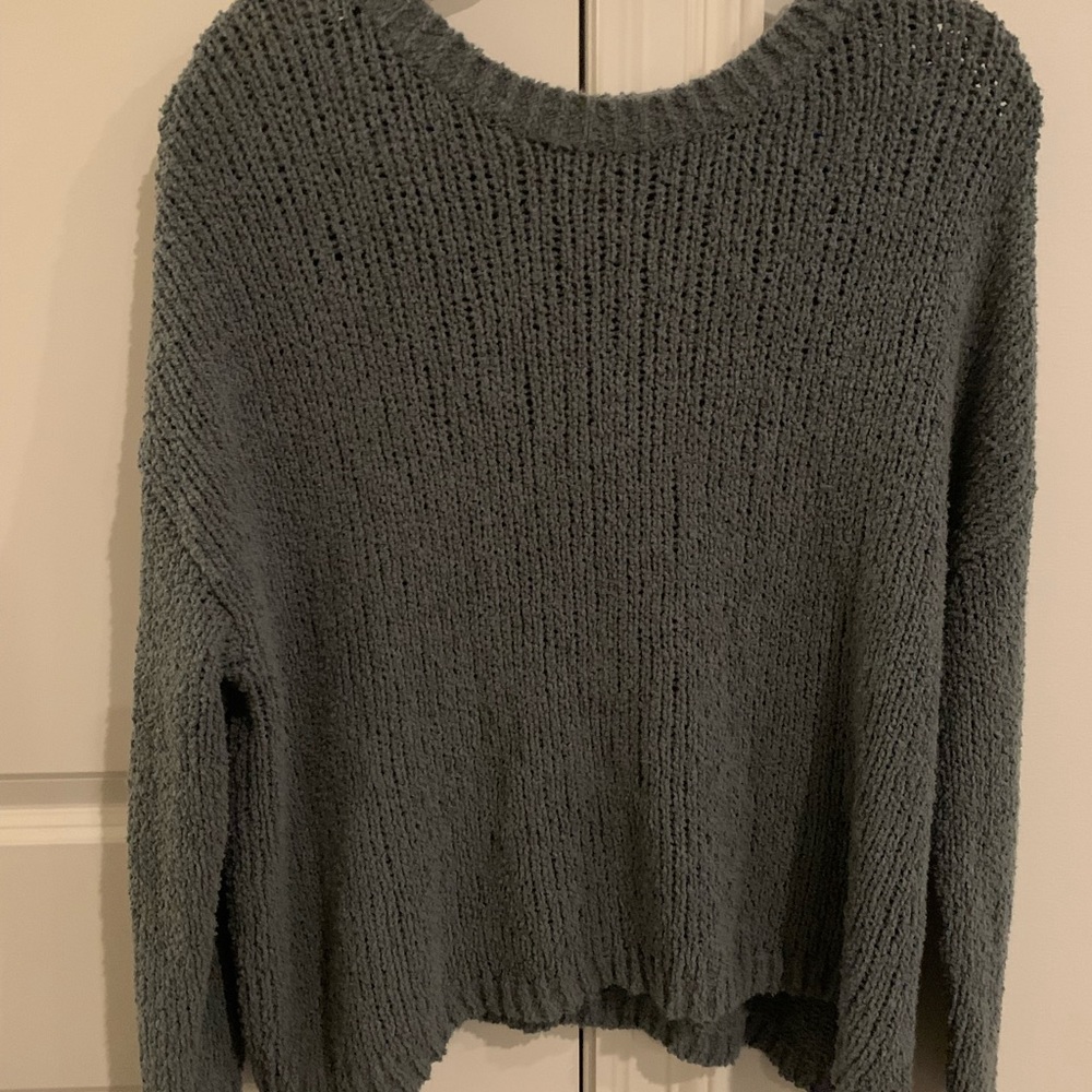 Aerie Grey Pullover Long Sleeve Cotton Blend Sweater Size Large